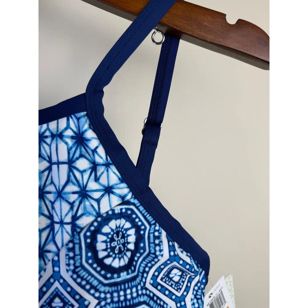 NEXT Women Spice Market Contour One Piece Swimsuit Beach‎ Summer Blue Geom Small